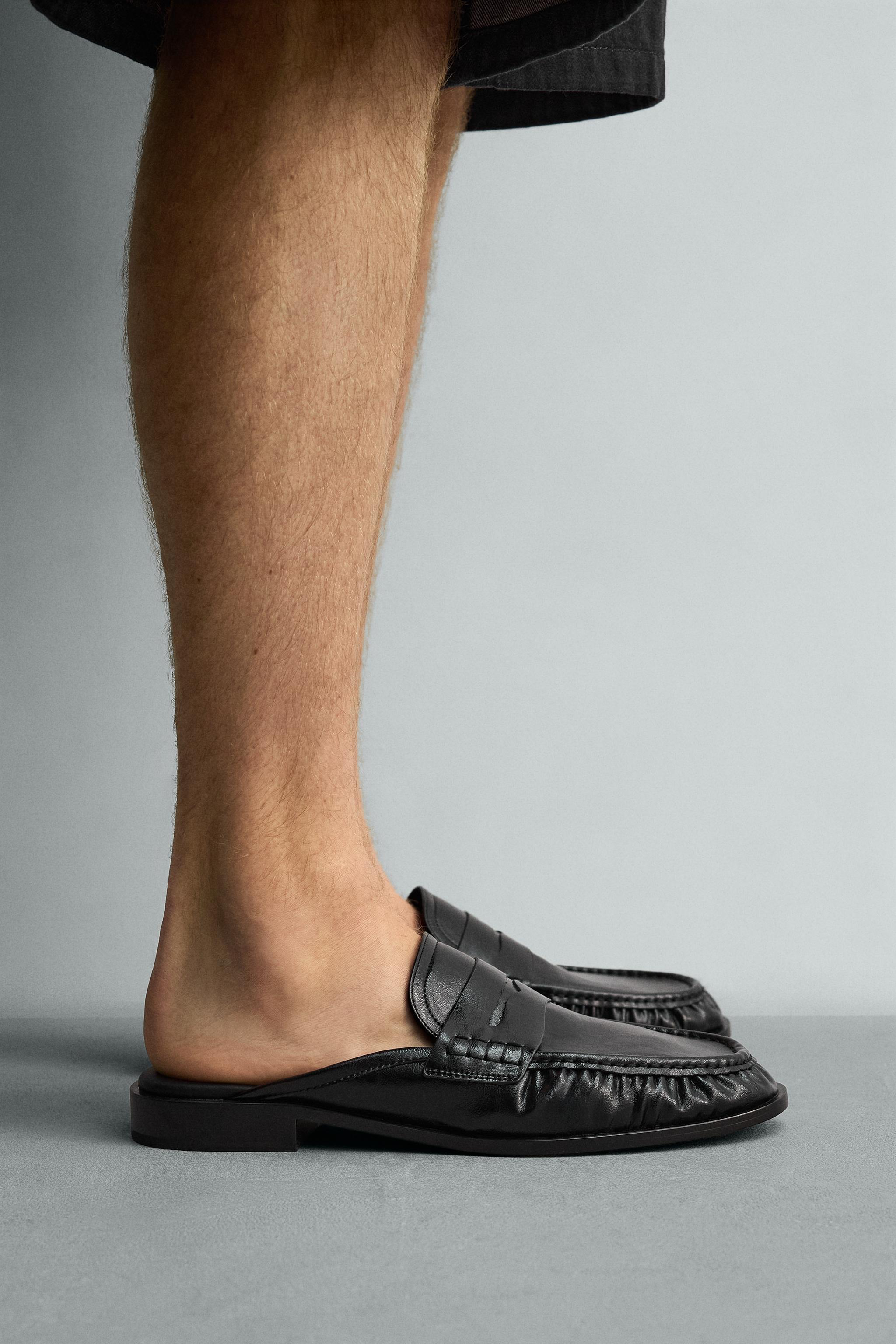 GATHERED OPEN-BACK LOAFERS